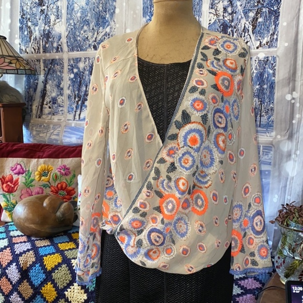 MOON Collection Boho Sheer Blouse Top‎ crossover